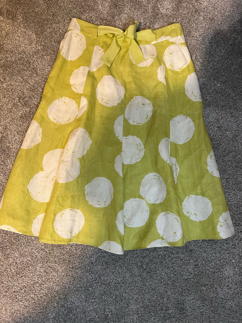 Circle Skirt with White Dot Print in Lime